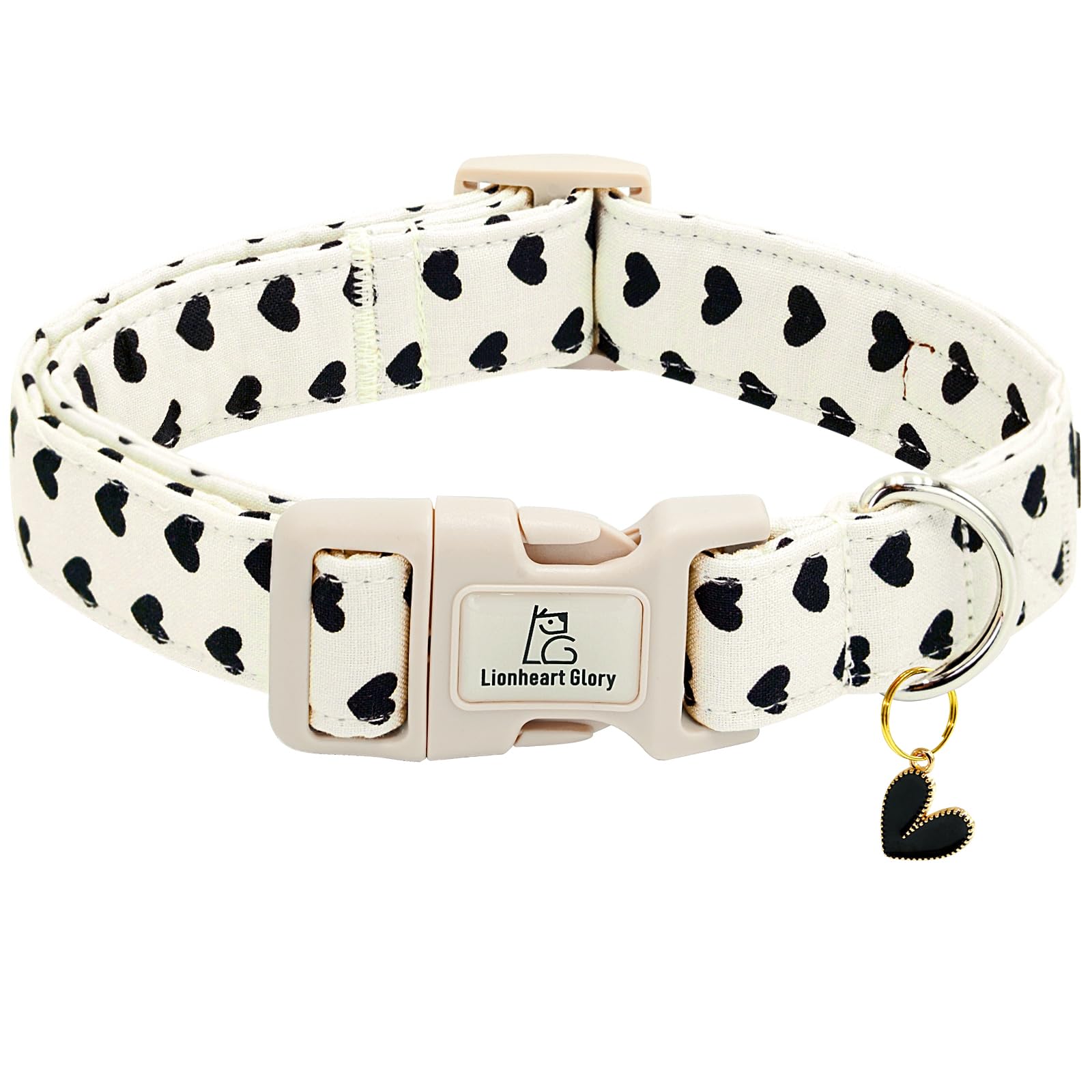 Collar Lionheart Glory con corazones, ideal para lucir estilo en paseos.