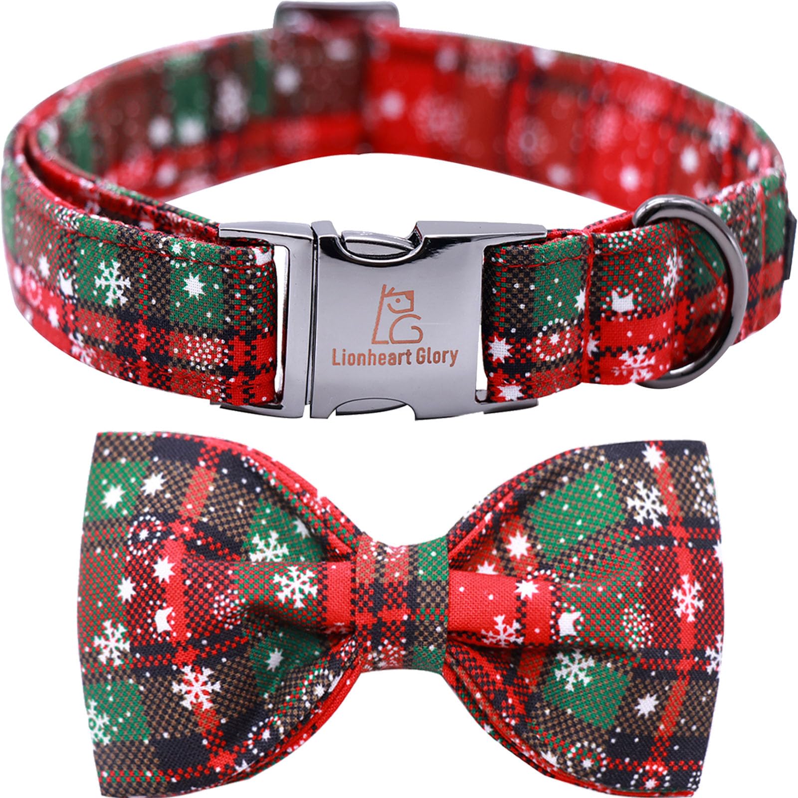 Collar Lionheart Glory para Navidad con cuadros, suave y cómodo para paseos festivos
