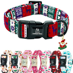 Collar Lionheart glory para perro con motivo navideño rojo-verde, cómodo y seguro para uso diario.