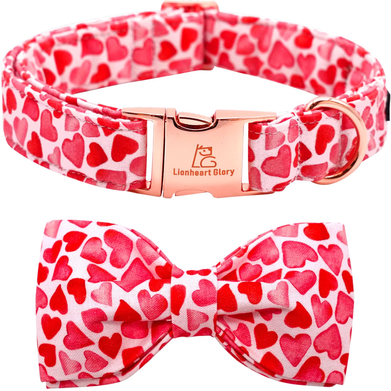 Lionheart Glory collar con lazo y corazones para perros medianos, estilo diario cómodo.