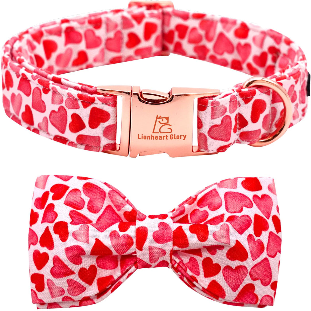 Lionheart Glory collar con lazo y corazones para perros medianos, estilo diario cómodo.