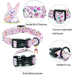 Collar Lionheart Glory con diseño huevos de conejo, ideal para fotos primaverales.
