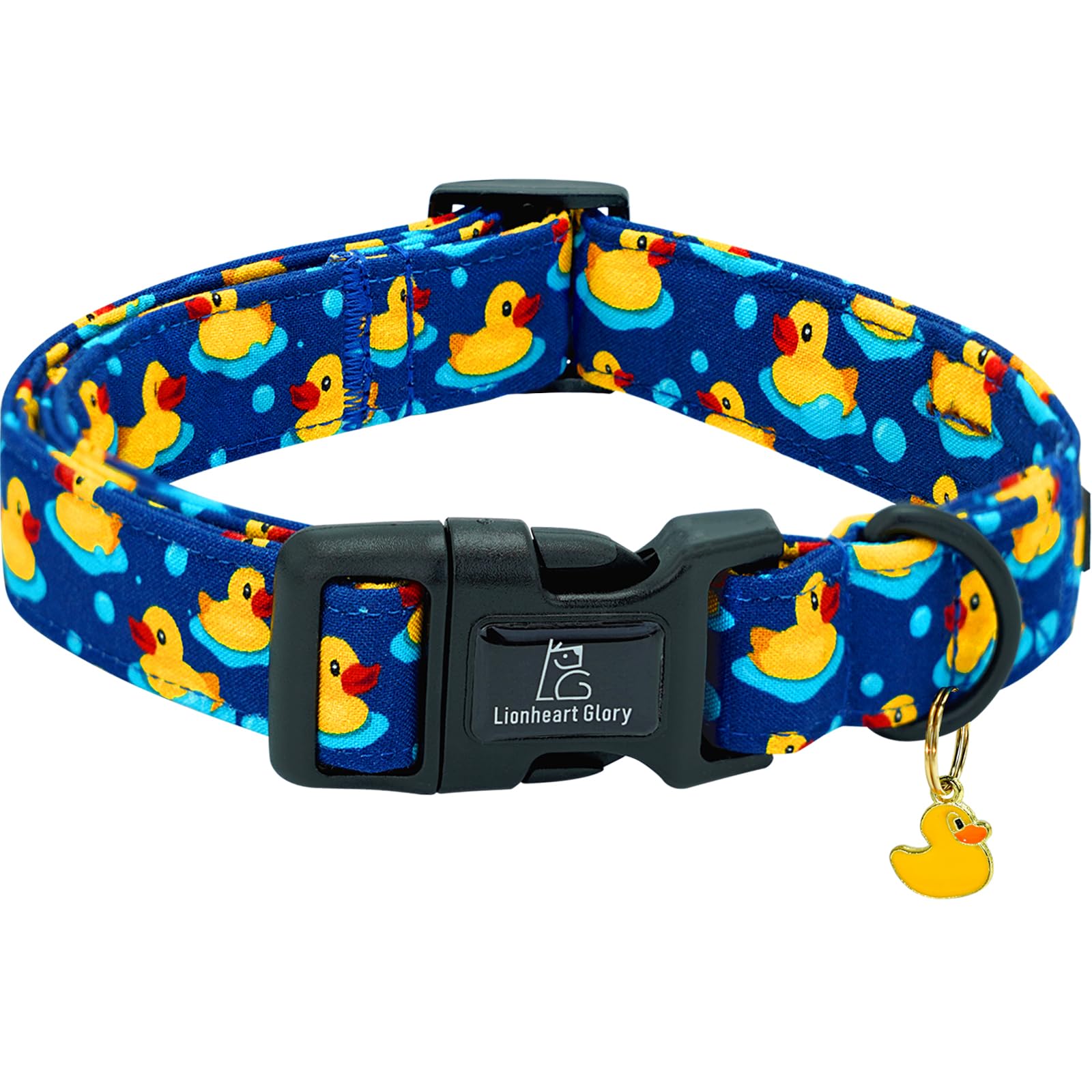 Collar Lionheart Glory con patrón patito, cómodo para paseos diarios.