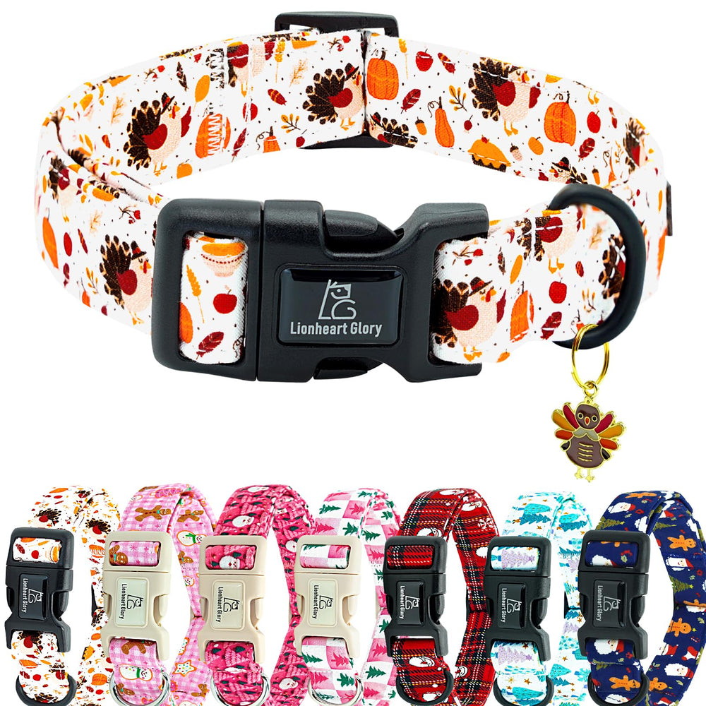 Collar Lionheart glory con motivo de pavo y calabaza, ideal para el otoño.