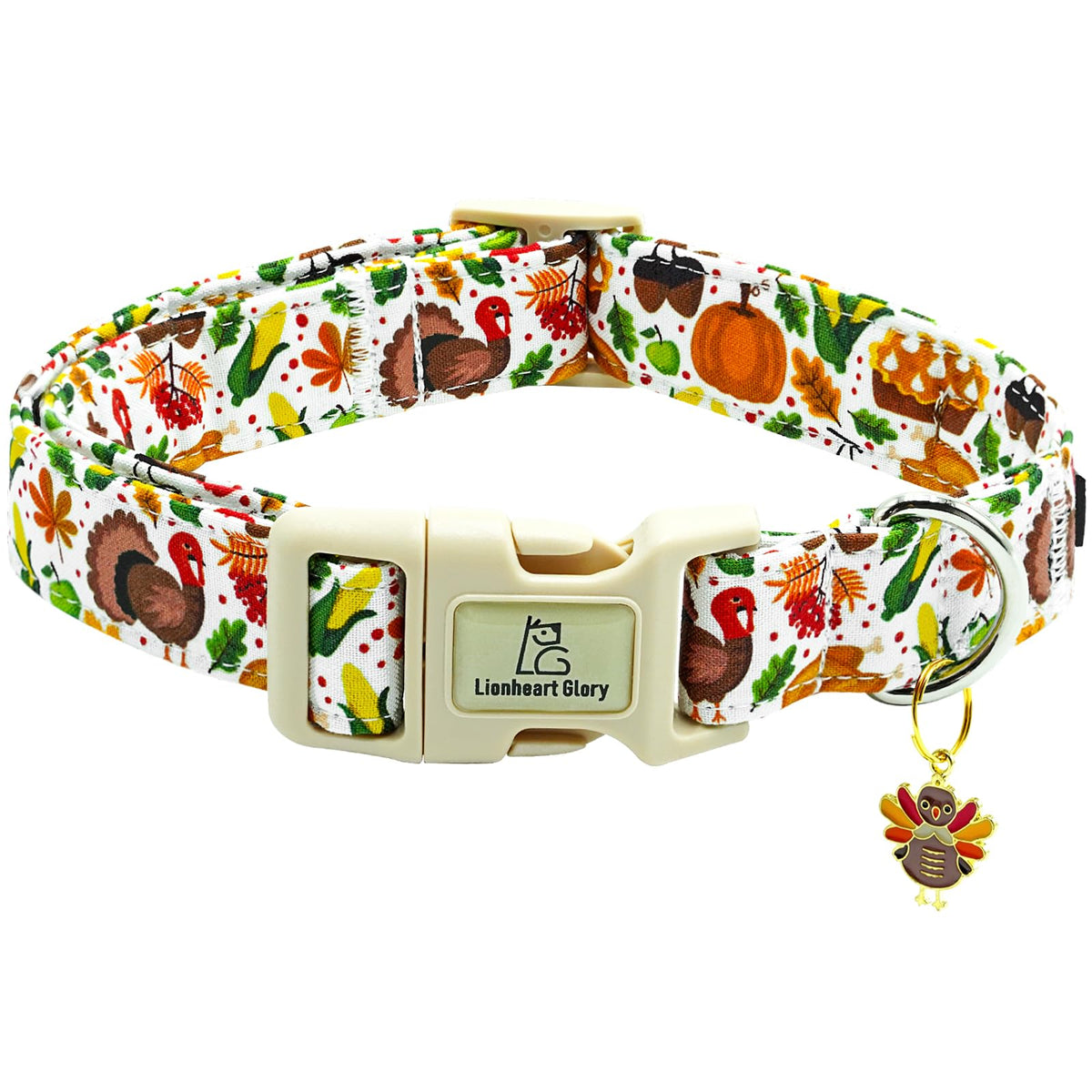 Collar Lionheart glory para perro, vista frontal, diseño festivo para fotos.