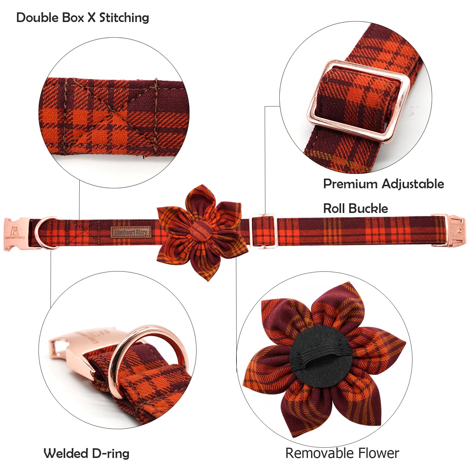 Collar Lionheart glory con diseño plaid Halloween para paseos elegantes.