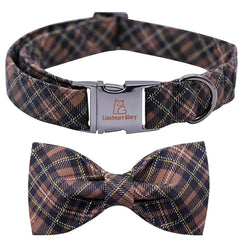 Collar de perro Lionheart glory con plaid y lazo, ideal para paseos.
