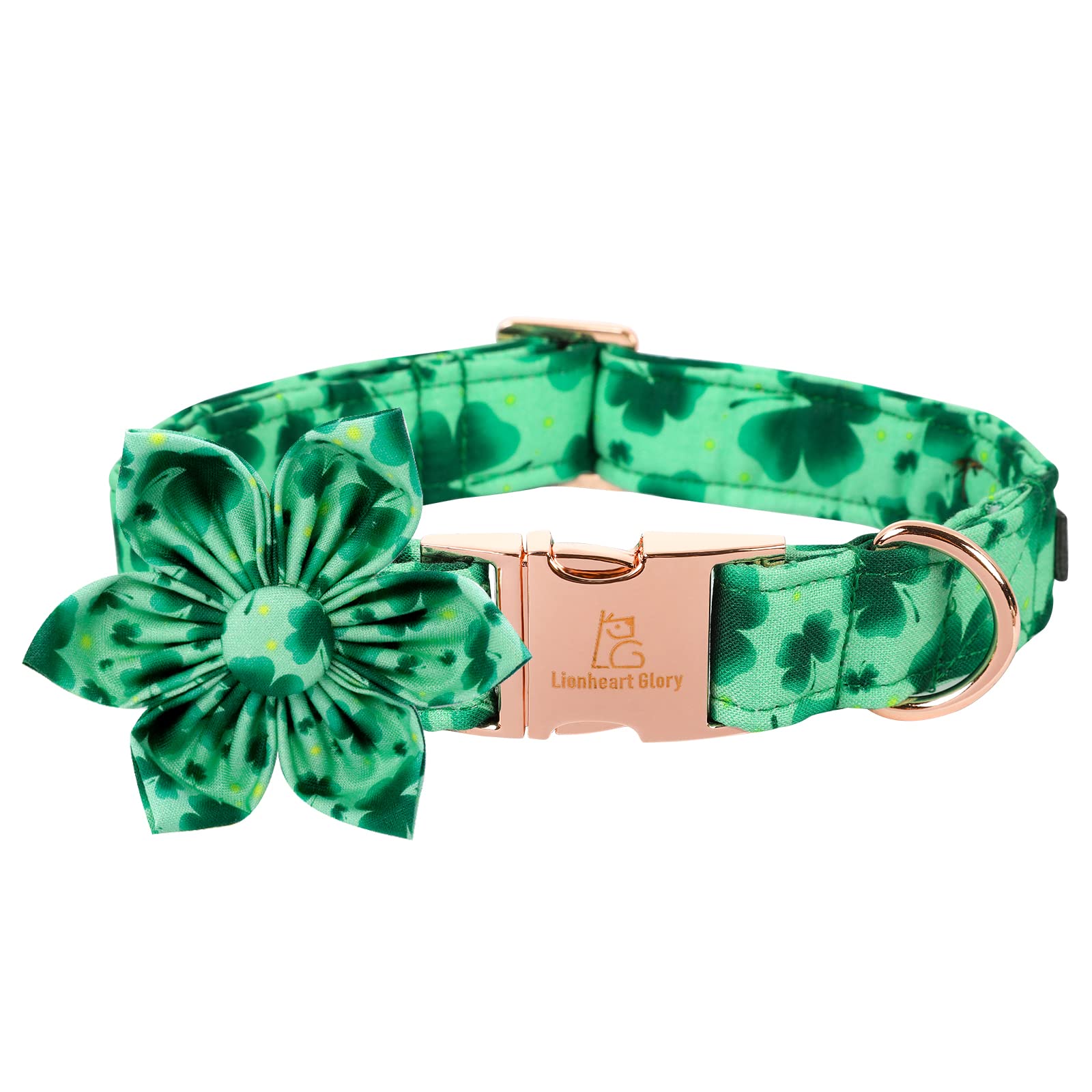 Collar Lionheart Glory para perros con flor, ideal para fiestas y San Patricio.
