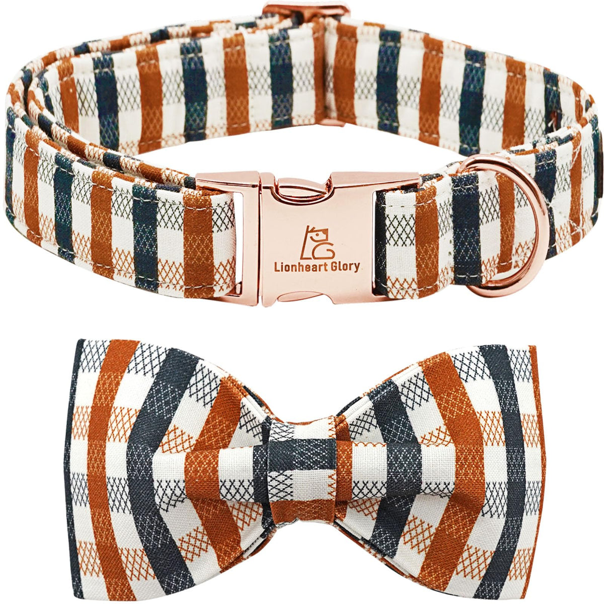 Lionheart glory collar plaid lazo: diseño distintivo para perros grandes en paseos.