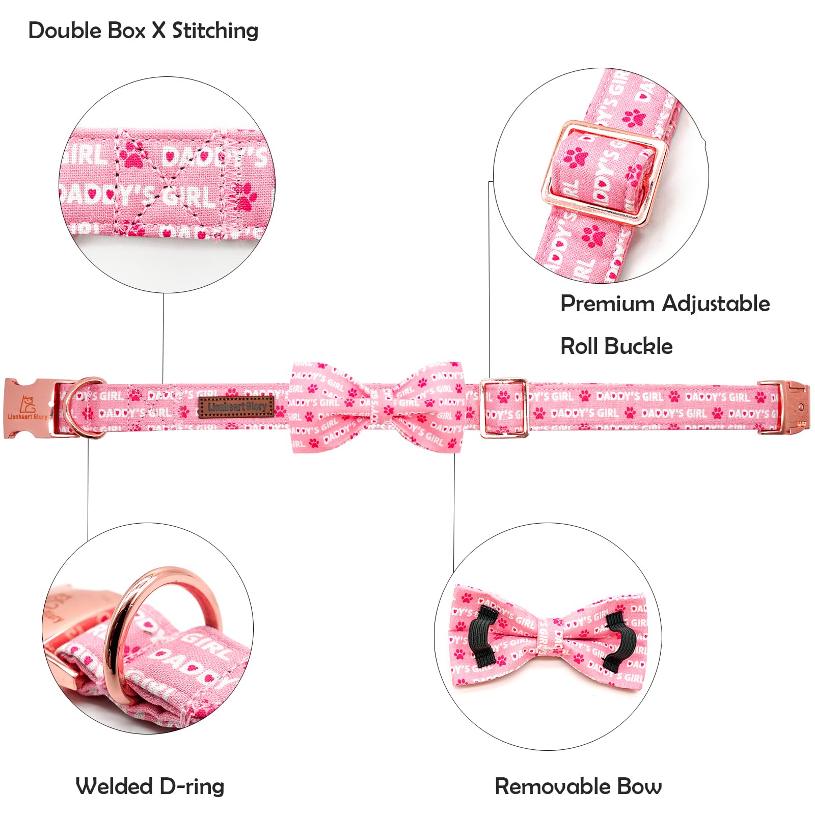 Lionheart Glory collar rosa con ajuste ergonómico para mayor comodidad
