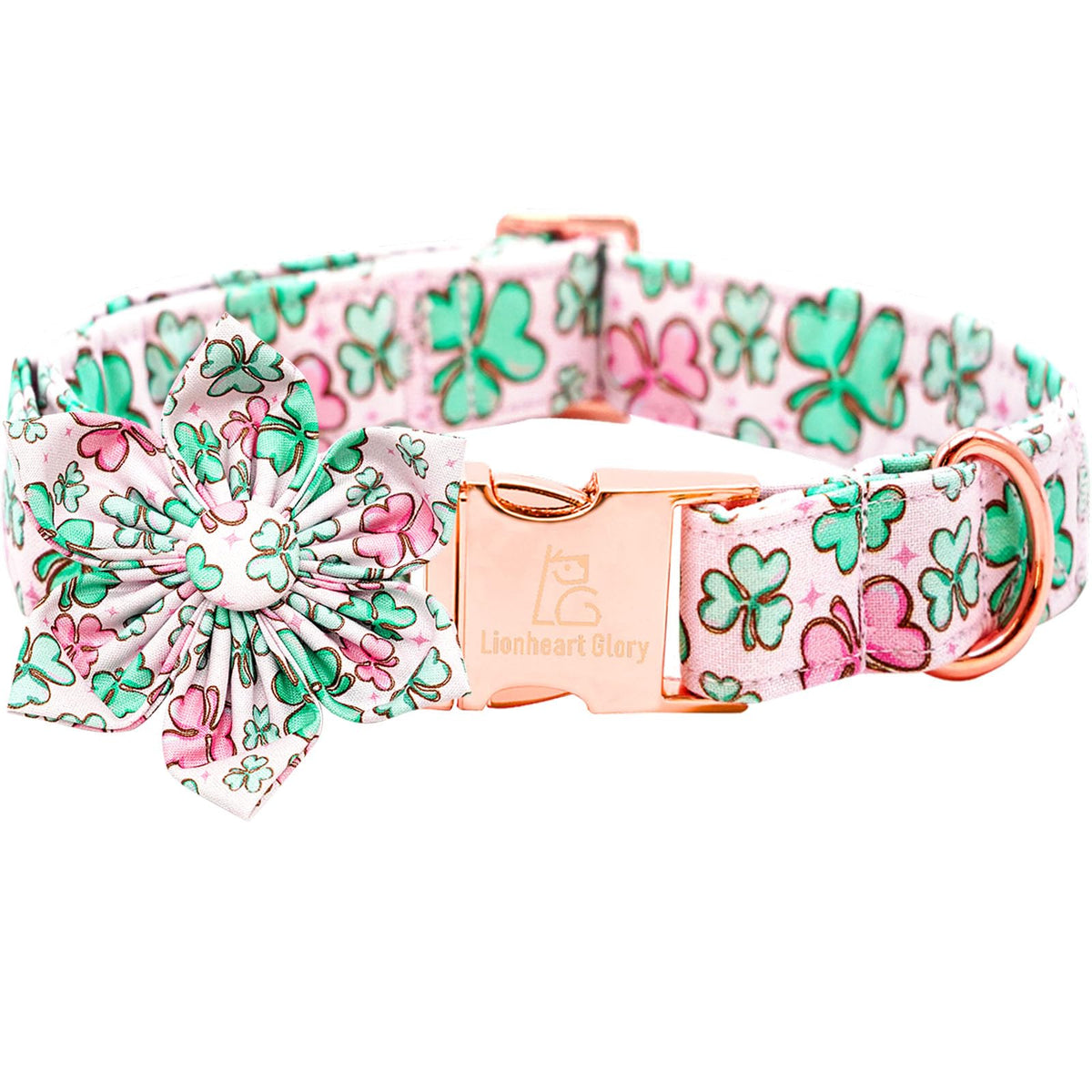 Collar Lionheart Glory San Patricio con flor verde, ideal para estilos festivos.