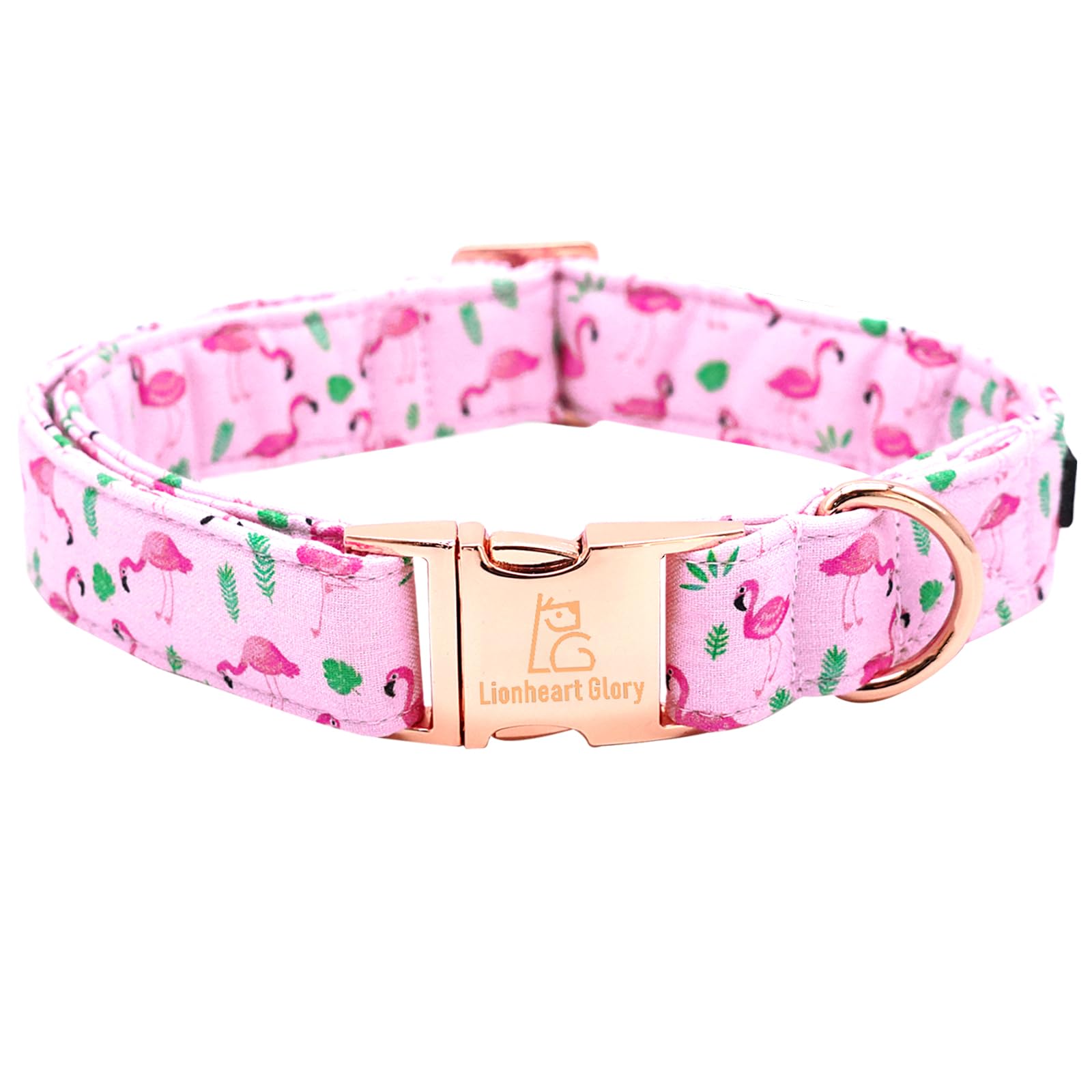 Collar Lionheart Glory San Valentín con flamencos rosa para paseos festivos