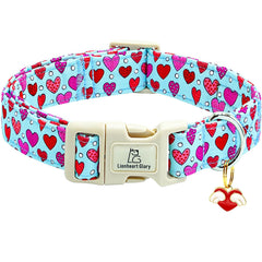 Collar Lionheart Glory Valentín con corazones rojos, ideal para salidas diarias