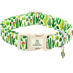 Collar verde cactus de Lionheart Glory para perro pequeño, cómodo y ajustable.