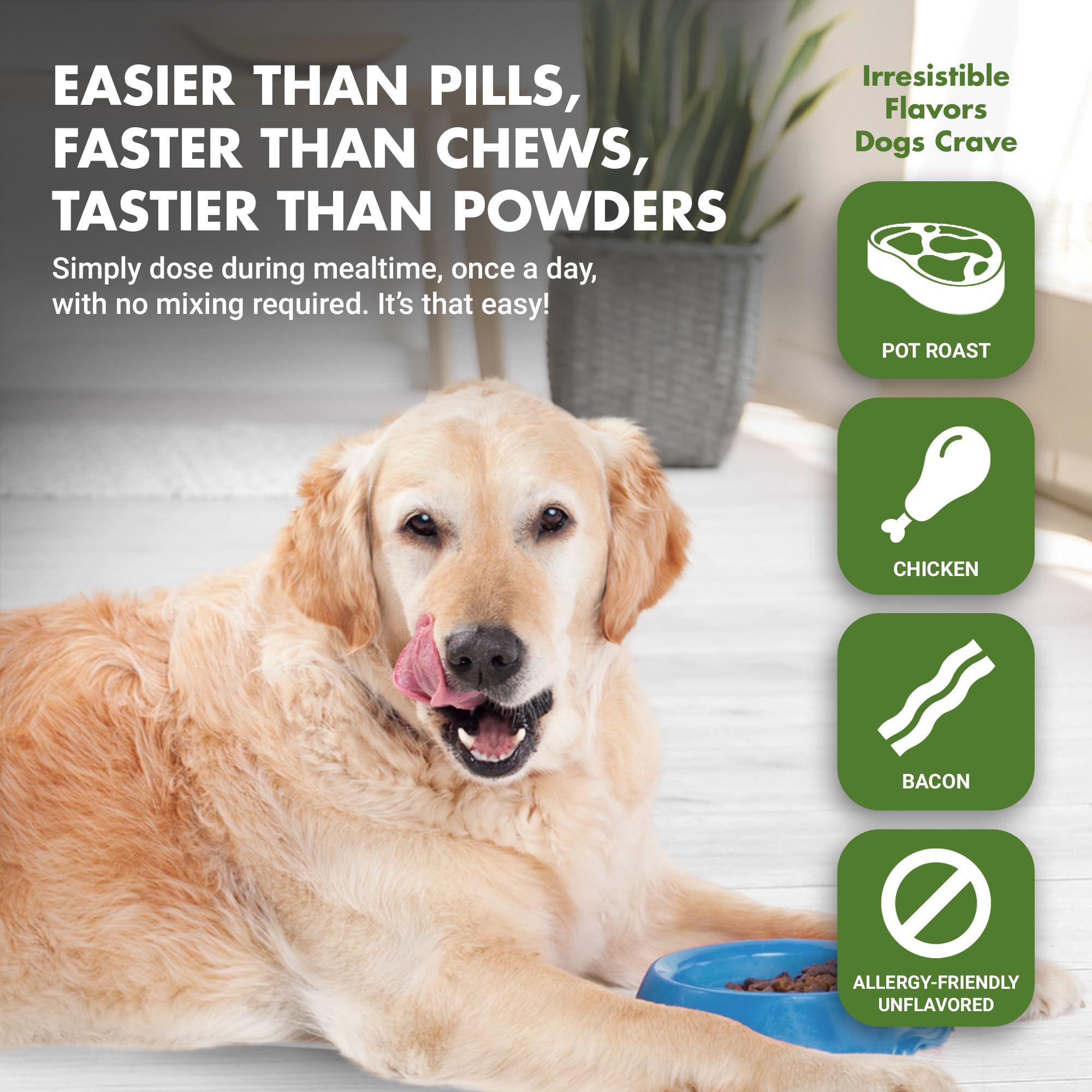 LIQUID-VET K9 Hip & Joint sabor asado, gusto sabroso que anima a comer.