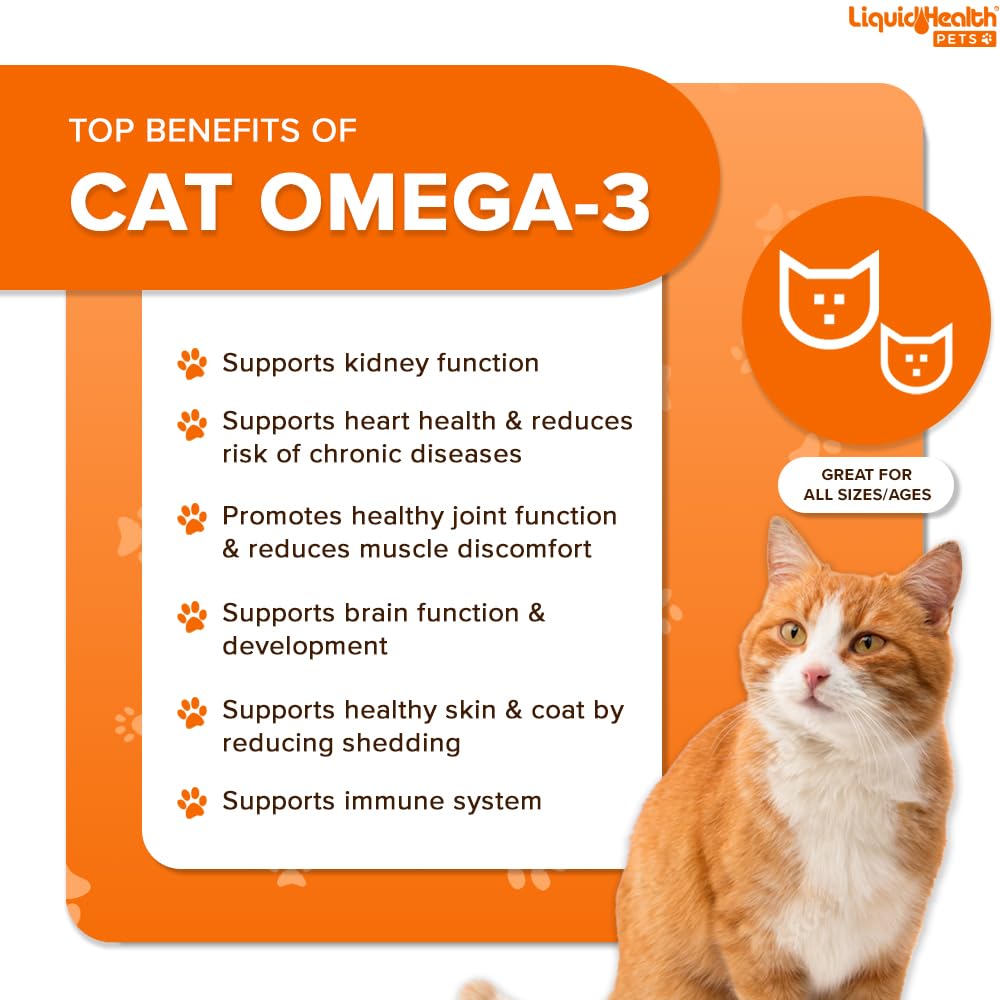 Liquid Health Gatos: pelaje brillante gracias al Omega 3 y DHA para piel sana.