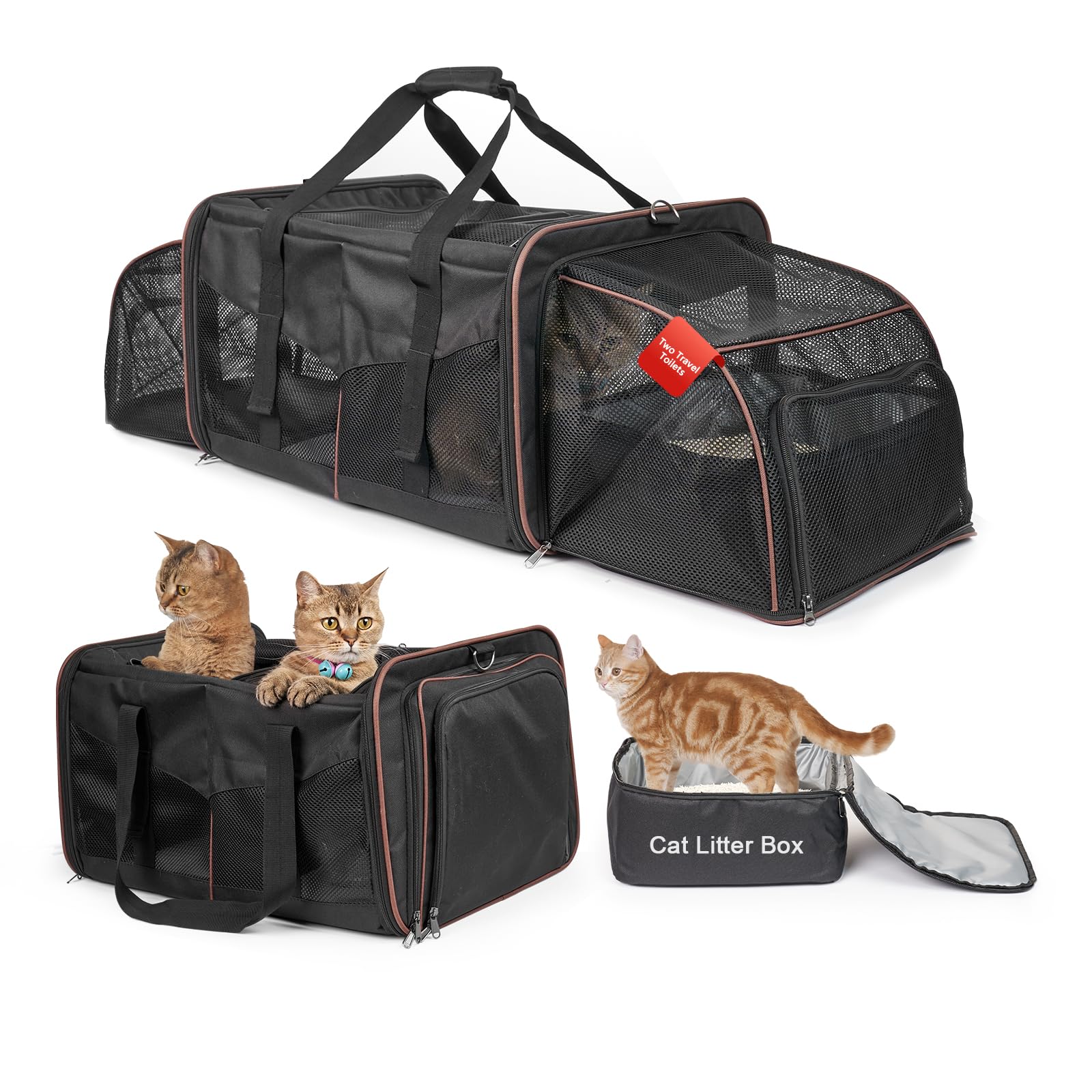 LitaiL transporte para gatos con dos compartimentos expandidos para dos felinos