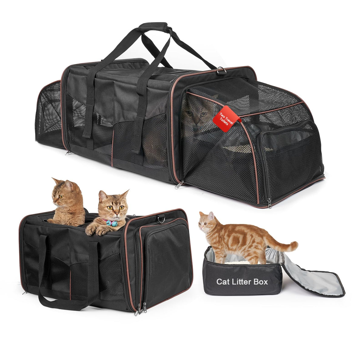 LitaiL transporte para gatos con dos compartimentos expandidos para dos felinos