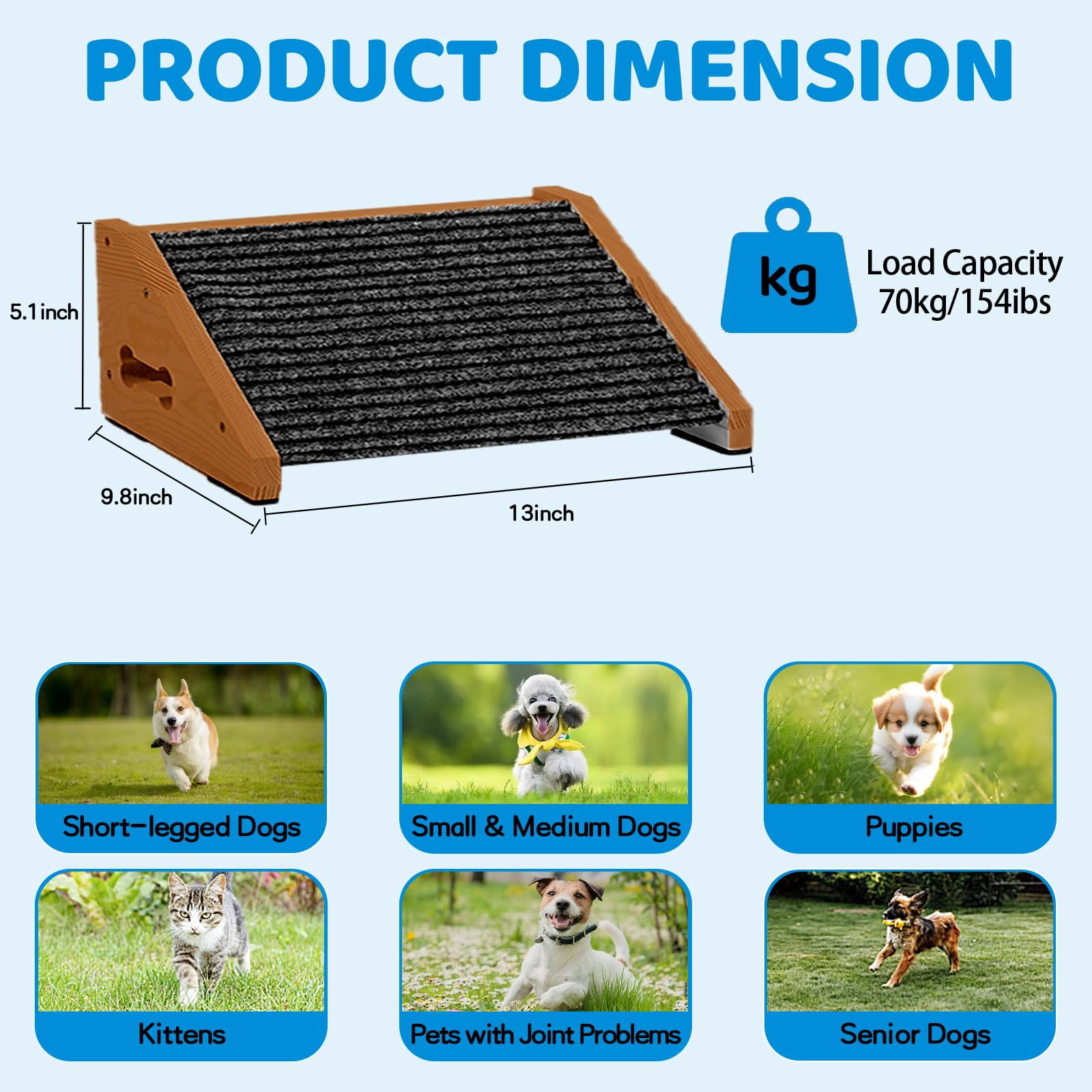LitaiL pasos para perro ergonómicos, diseñados para comodidad al subir.