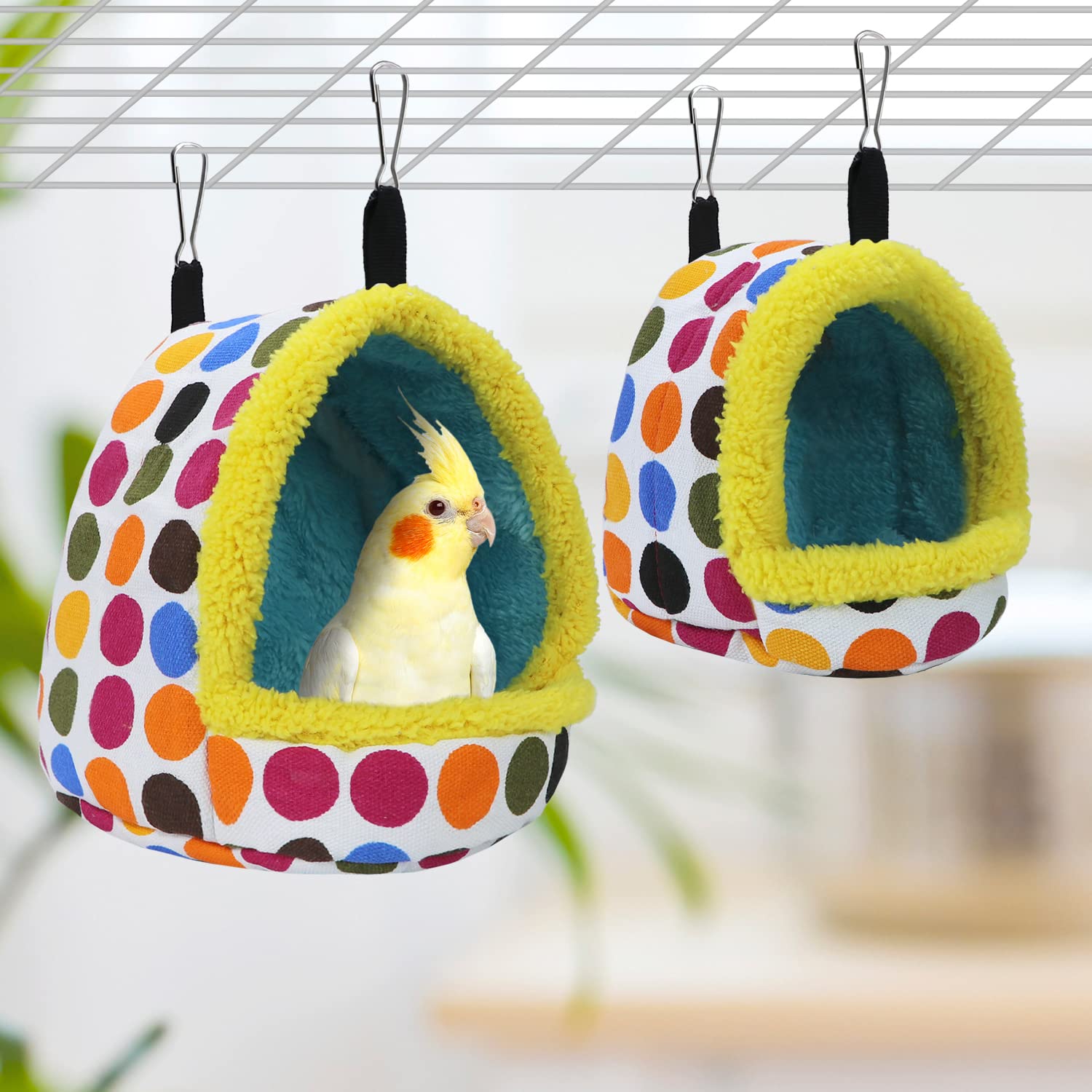 Litewoo hamaca para aves, detalle del tejido de peluche suave.