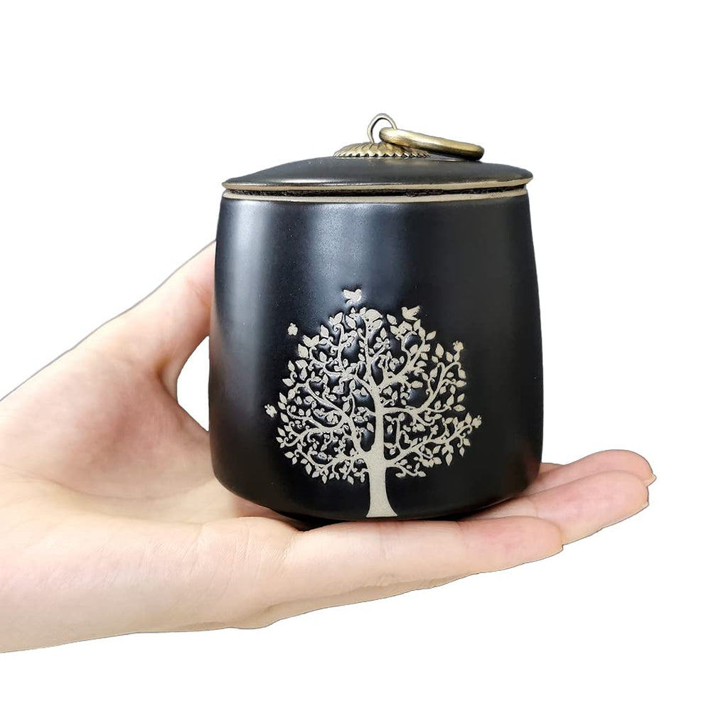 LitLife urna ceramica recuerdo mini arbol de la vida negro, ideal para conservar memorias.