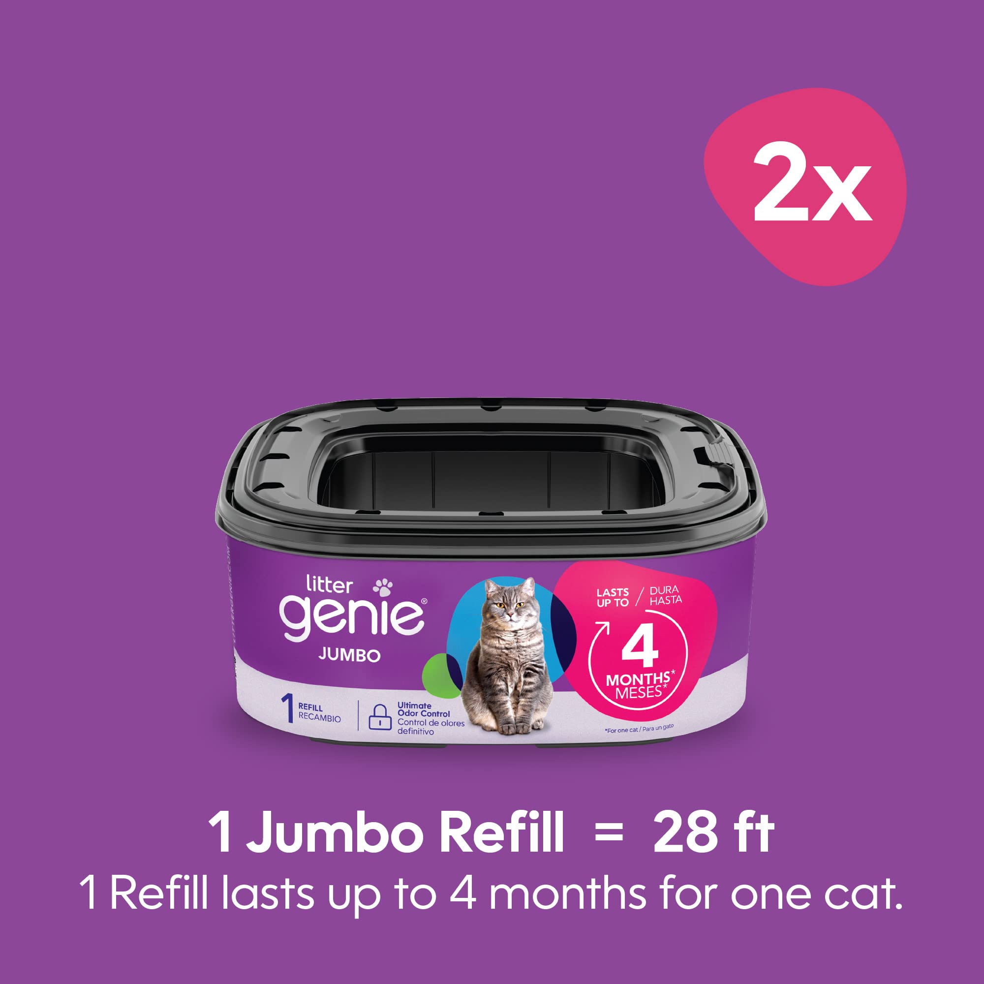 Litter Genie relleno jumbo 56ft con control de olores eficaz