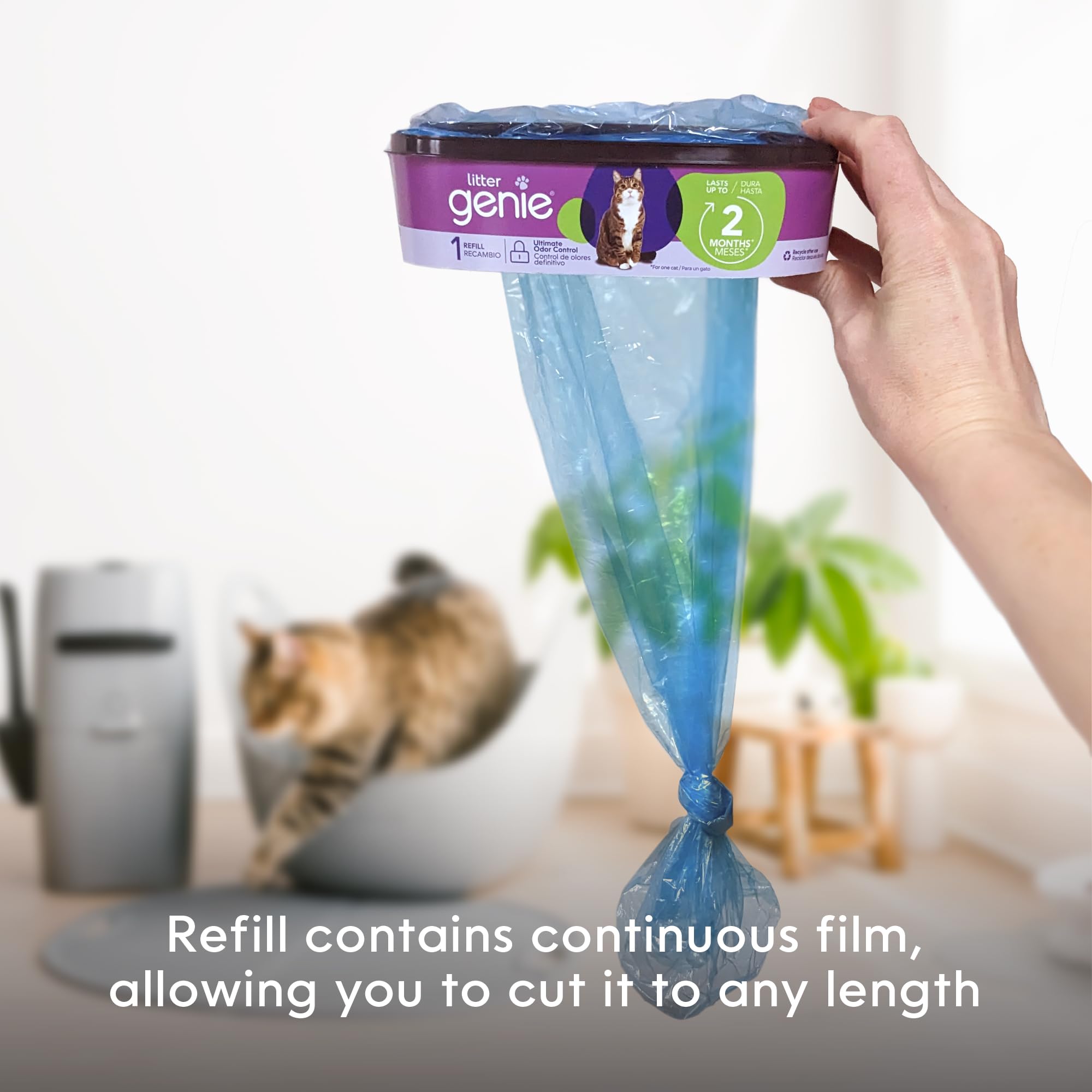 Litter Genie permite cortar y amarrar bolsas para mayor control.