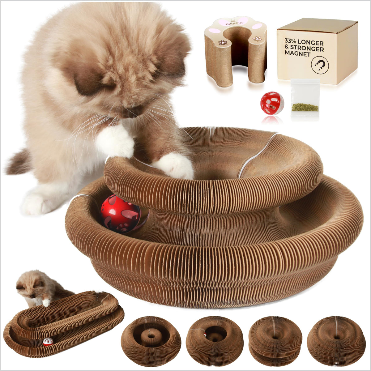 LittleMitts Magia Organ Gato Tablero Rascador para interiores estimula juego y cuida uñas.