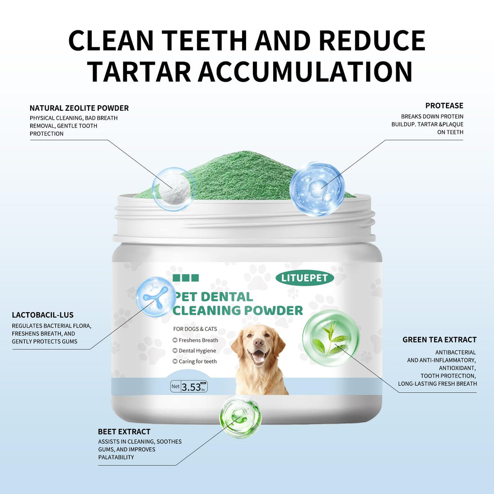 LITUEPET Polvo dental para perros: apto para todas las razas y edades.