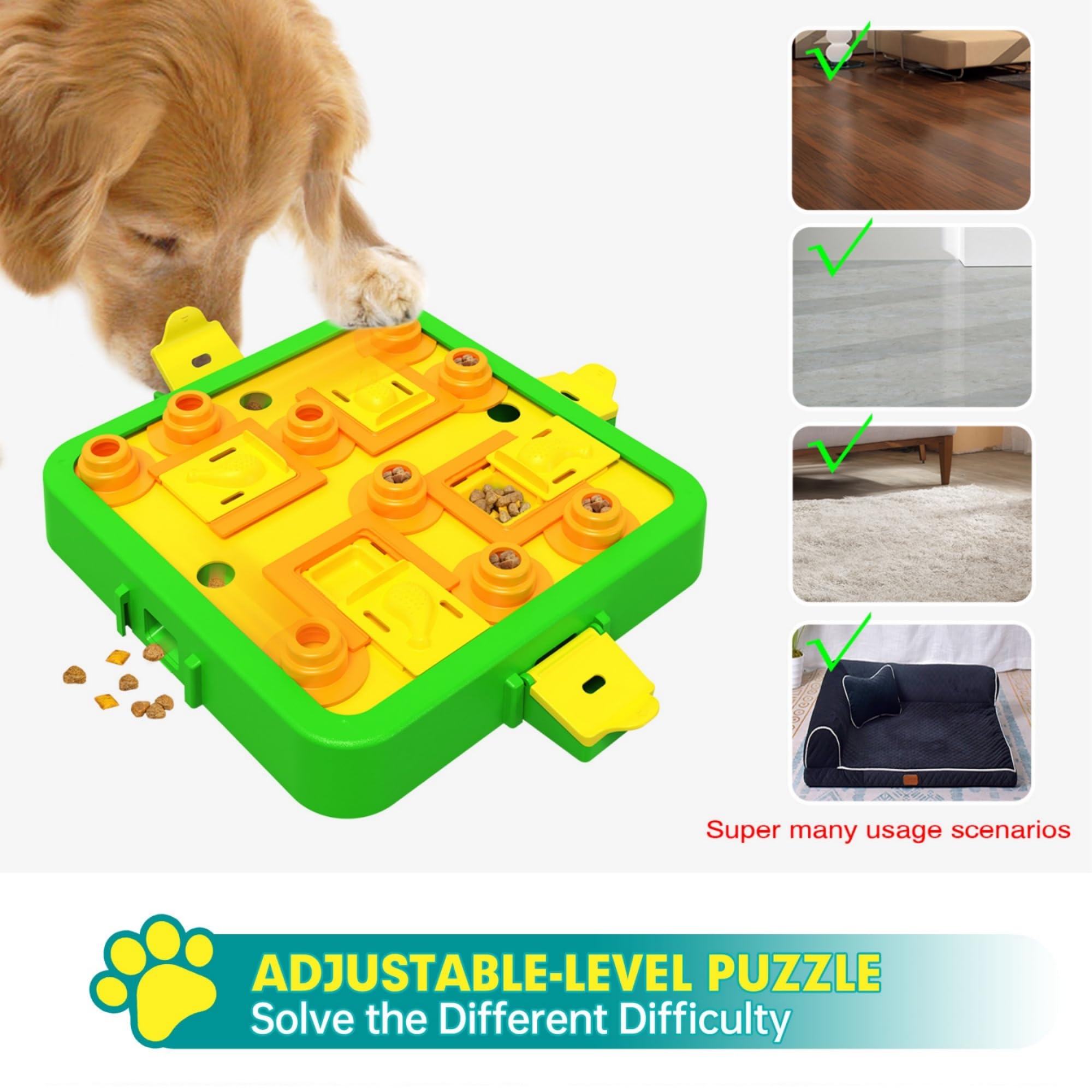 LiuMelinda dispensador de alimentos para perro, juguete interactivo verde.