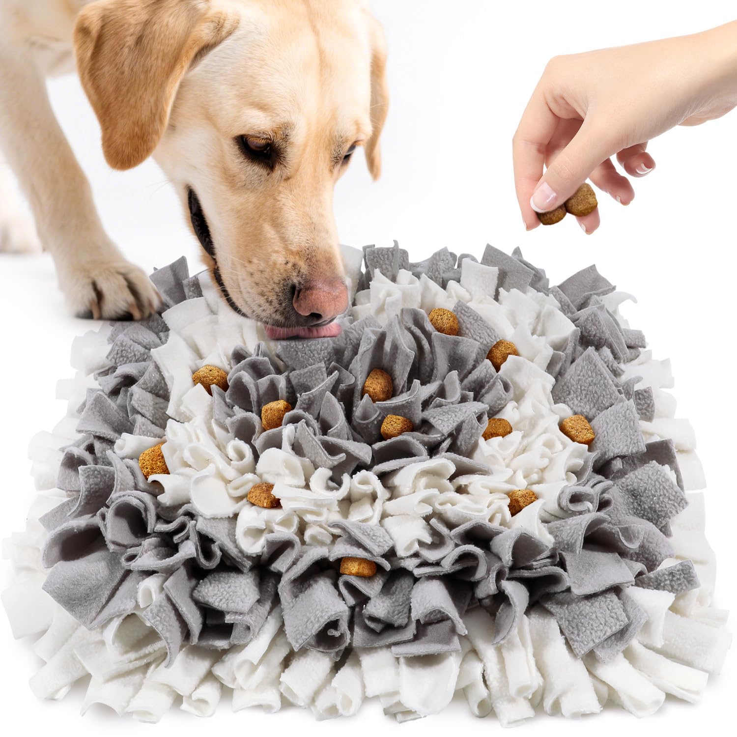 LIVEKEY Alfombra olfativa para perros en gris y blanco, estimula el olfato durante el juego.