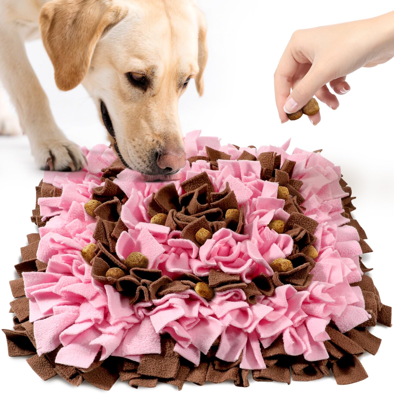LIVEKEY alfombra de olfato para perros marrón y rosa, ideal para estimular el olfato.