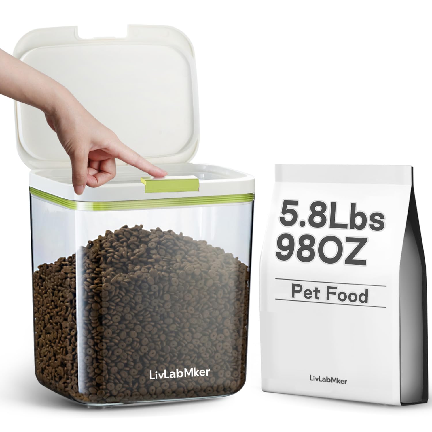 LivLab Mker contenedor de alimento para perros con tapa hermética que mantiene la frescura.