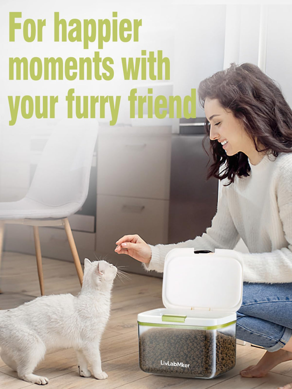 LivLab Mker almacenamiento multiuso para mascotas y cocina, limpio y práctico