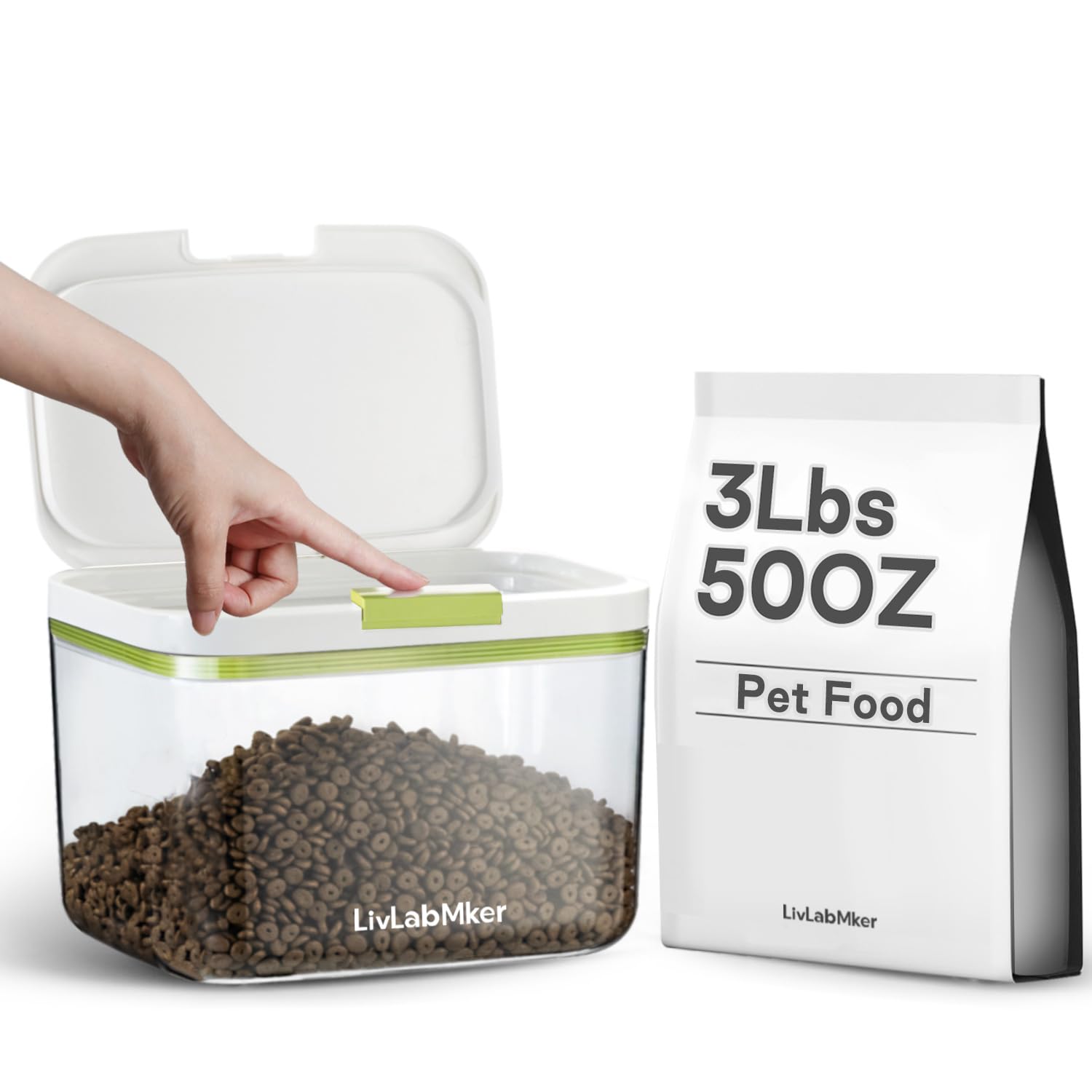 LivLab Mker contenedor de alimento para perros con tapa, visión clara del contenido