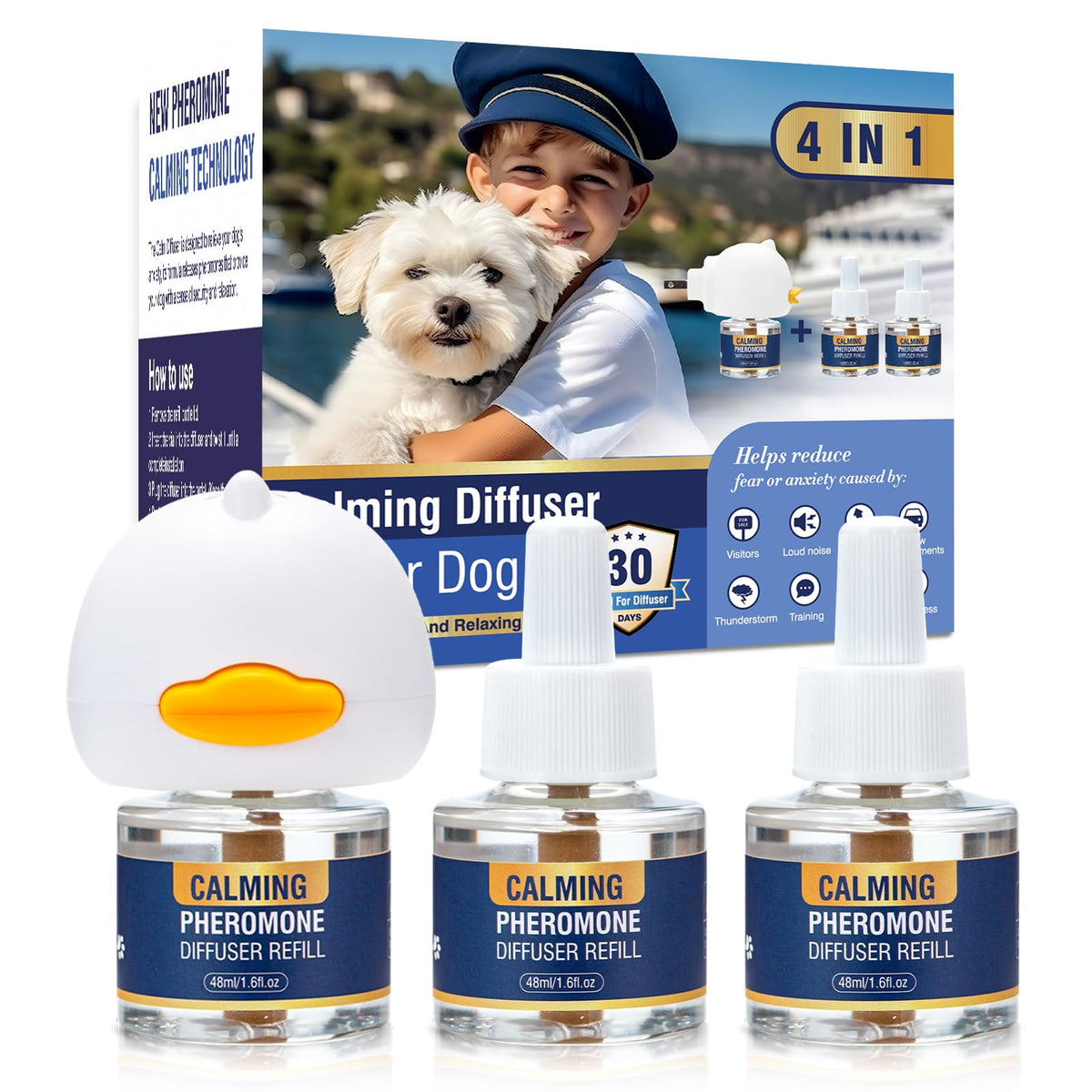 Difusor LKBHGF de feromonas para perros 4 en 1, ambiente más tranquilo.