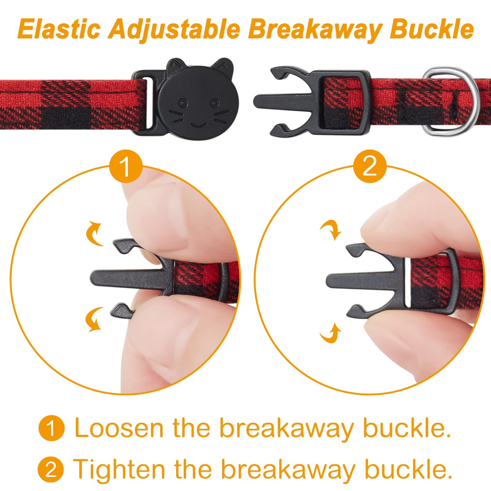 Collar LLHK ajustable entre 7 y 12 pulgadas, tamaño adaptable para gatos.