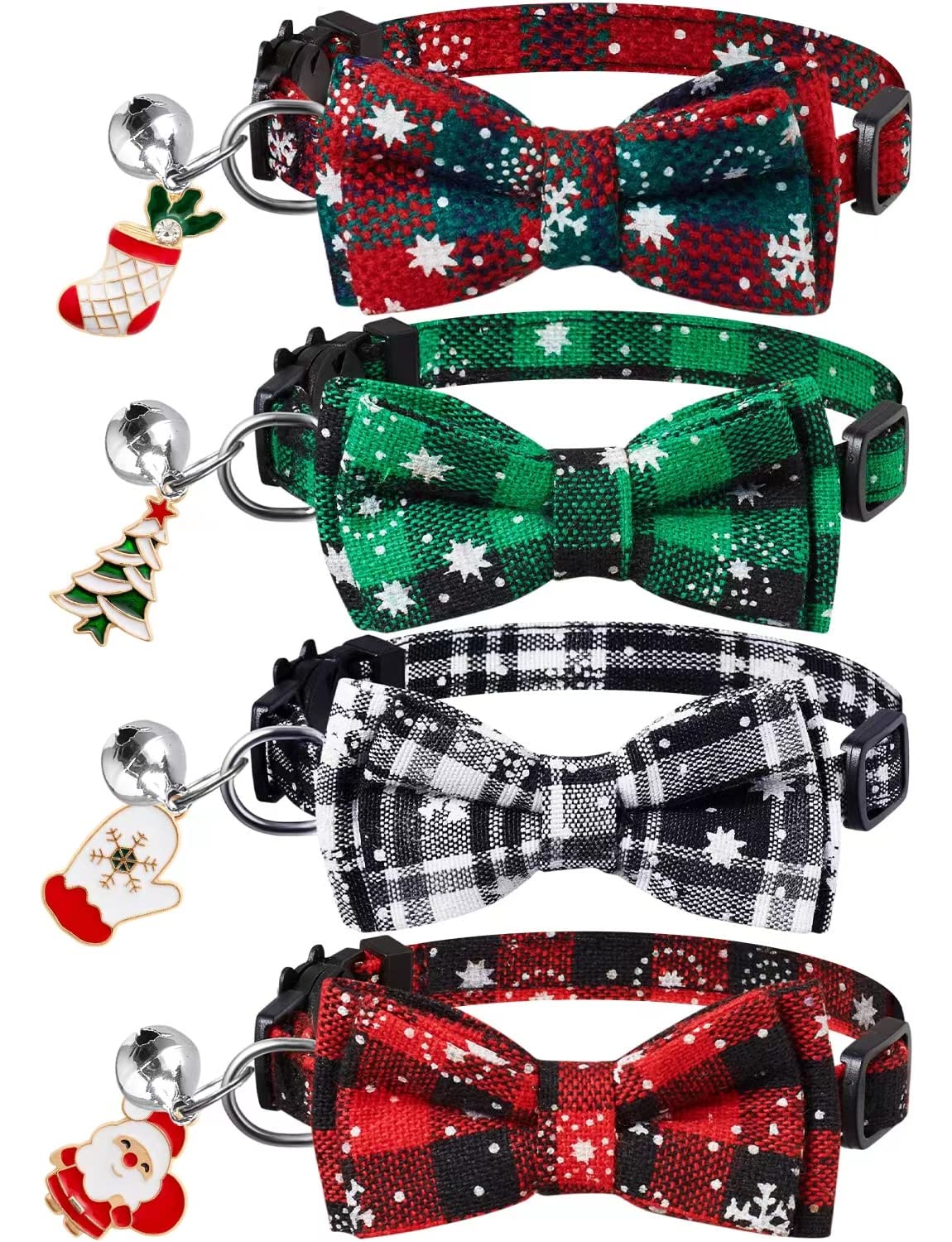LLHK collar gato navidad con lazo y campana, ideal para festividades