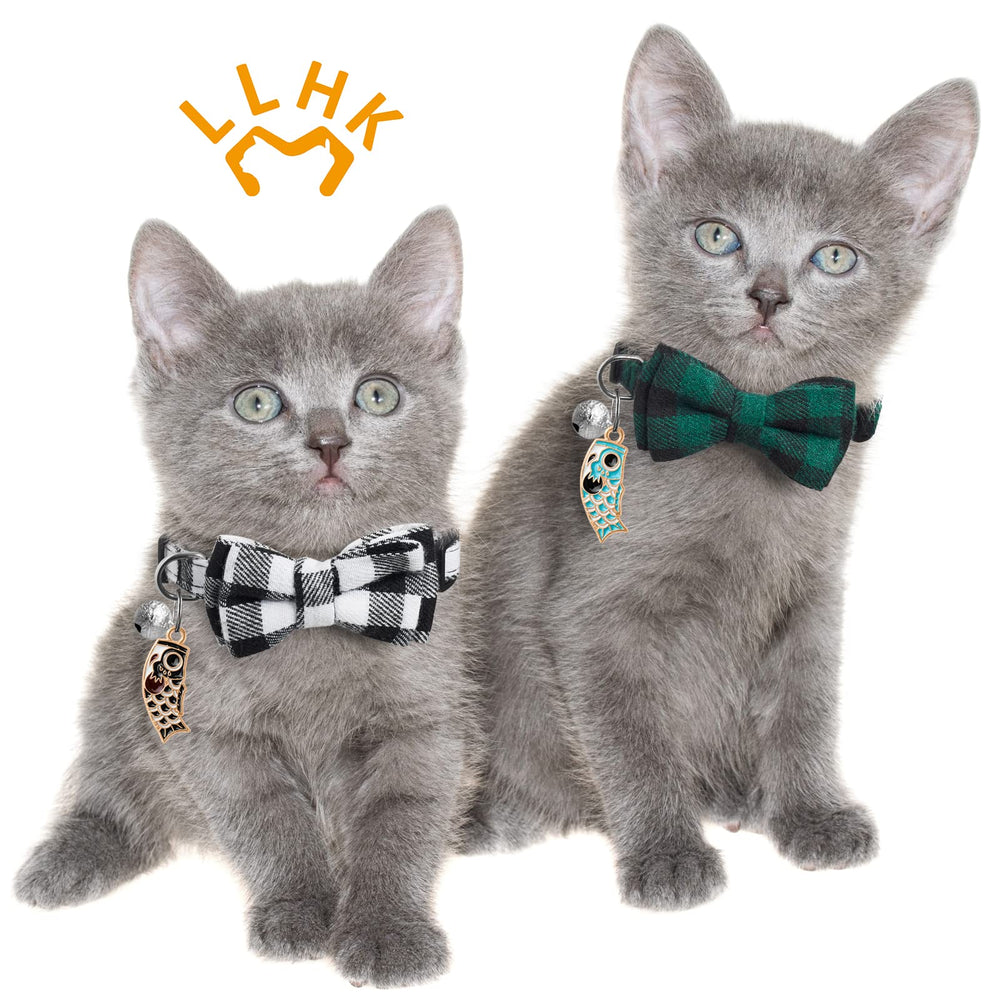 Collar LLHK con pez y lazo, diseño adorable para gatitos.
