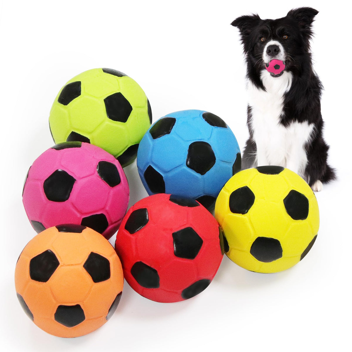 LLSPET bola futbol látex amarilla con chirri, ideal para juego activo