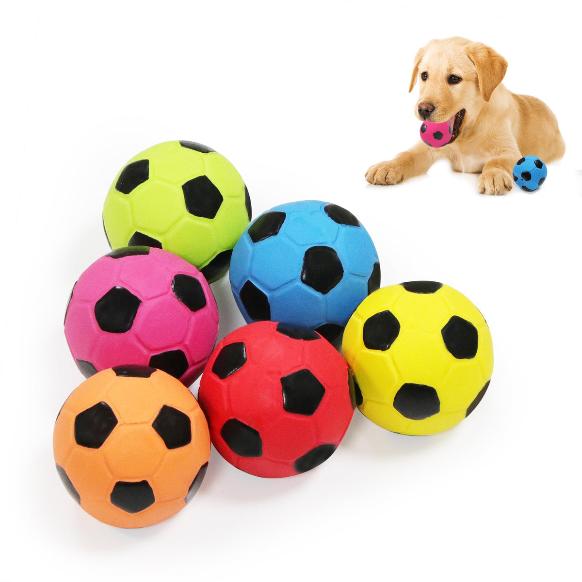 LLSPET Pelota de fútbol de látex 2 pulgadas con colores vivos para juegos dentro de casa.