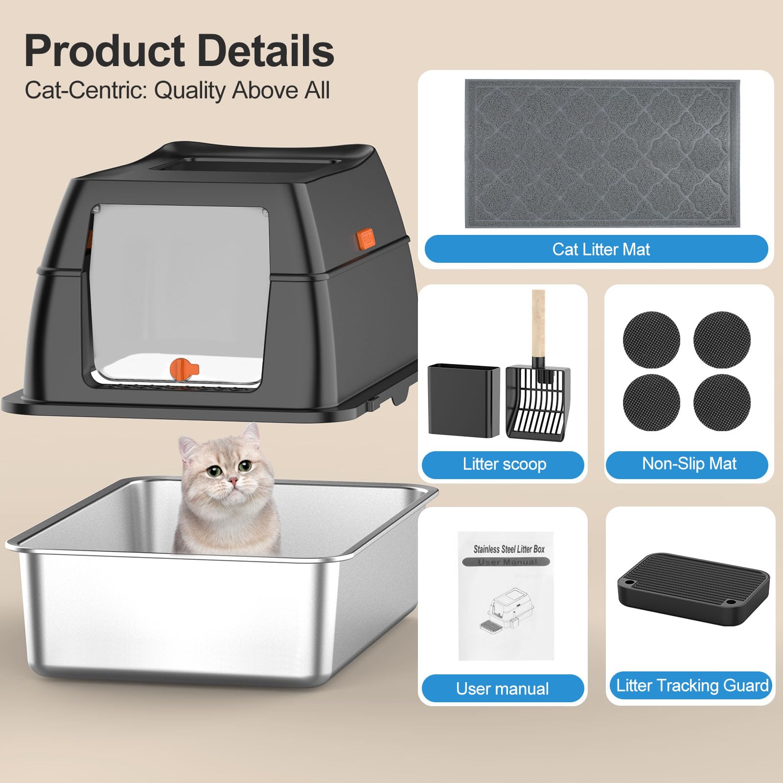 Lobeve set de accesorios: tapa, felpudo y pala para mayor comodidad