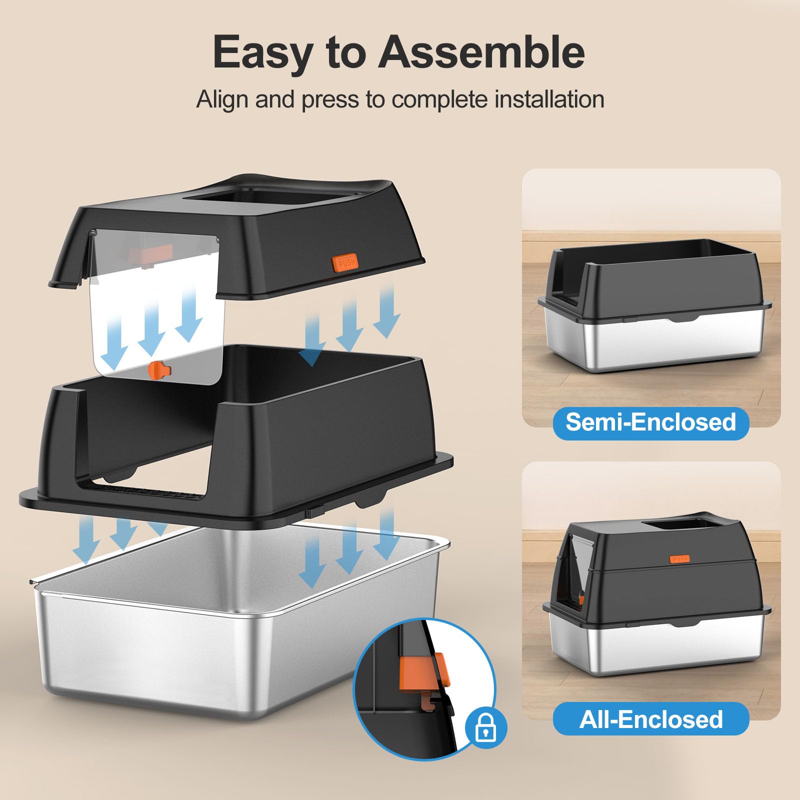 Lobeve caja de arena 60x40 cm, espaciosa para gatos grandes