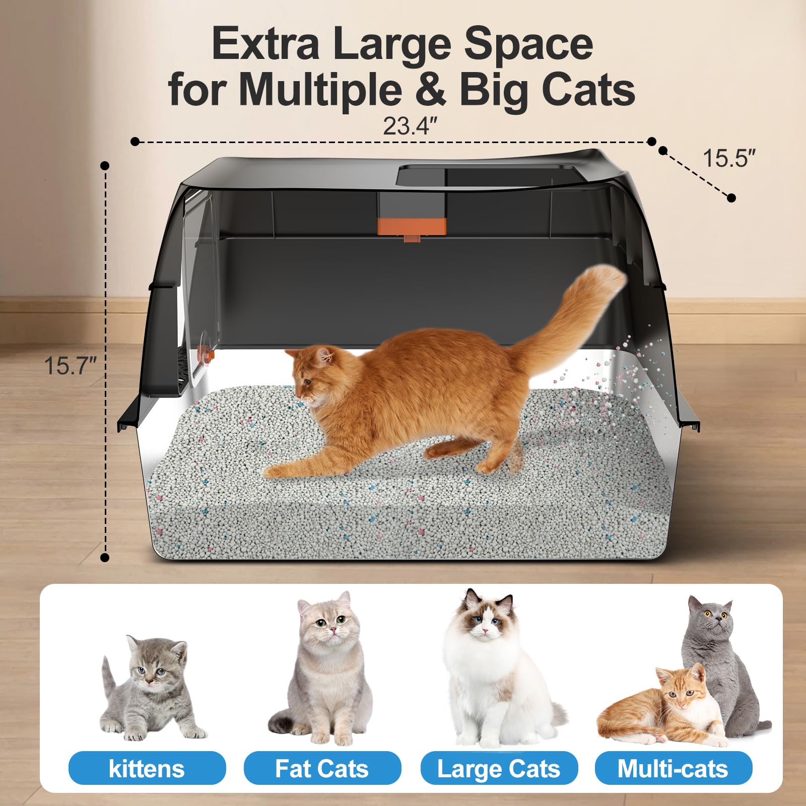 Lobeve caja de arena con entrada frontal, ideal para gatos con movilidad reducida