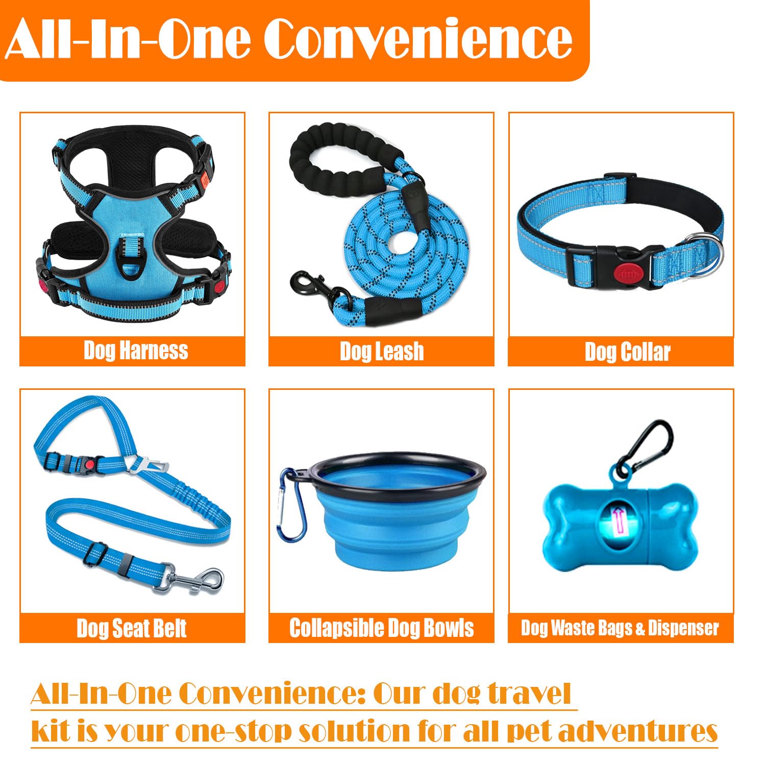 Collar reflectante Lobeve para perros azul, mayor visibilidad nocturna