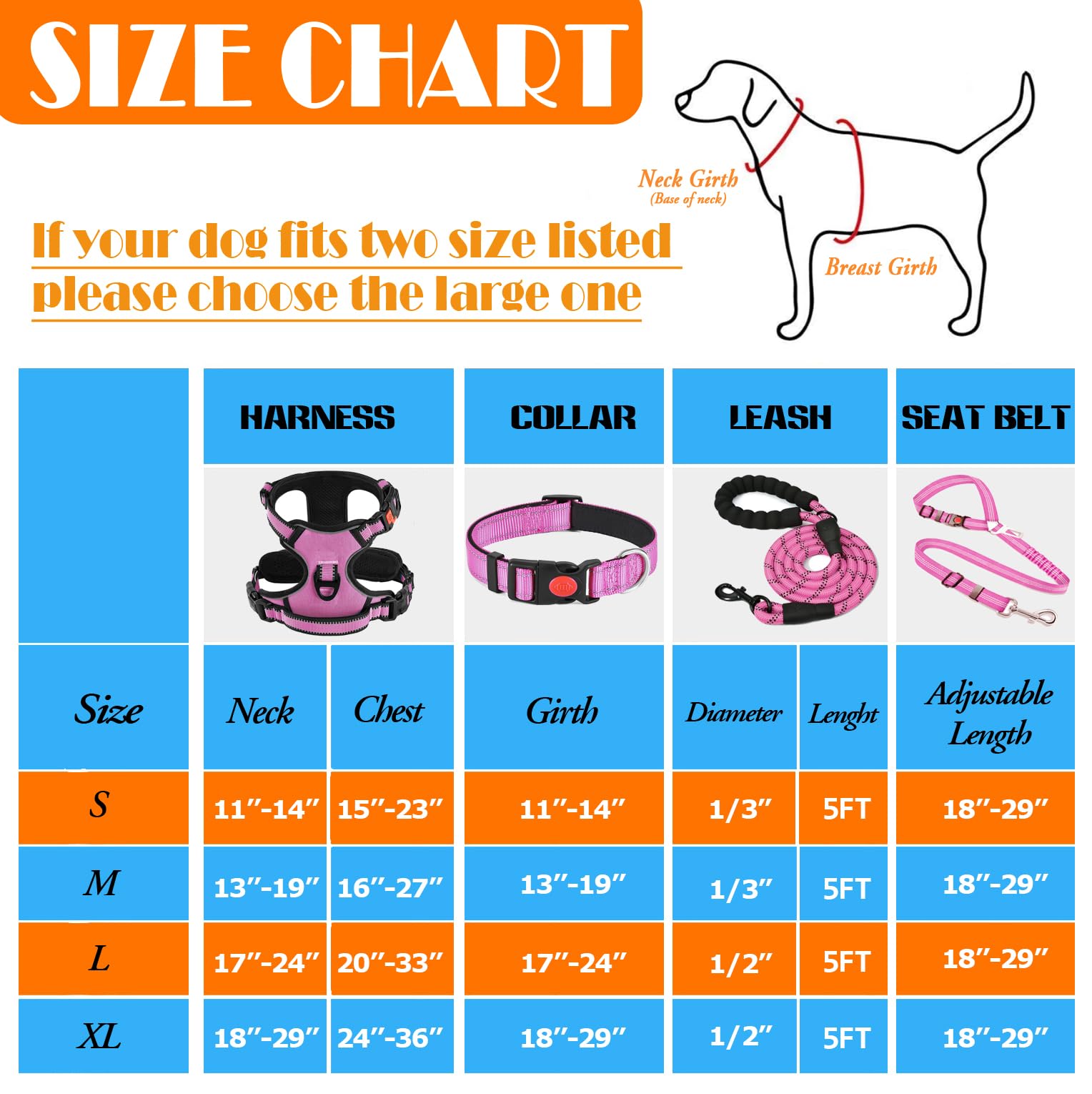 Correa para perro LOBEVE rosa ideal para entrenamiento y caminatas.