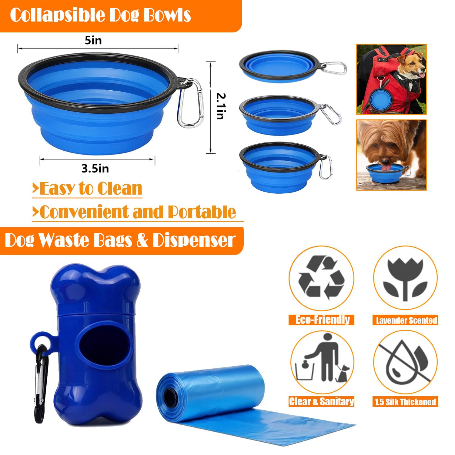 Diseño práctico kit Lobeve para paseos y viajes con perros azul