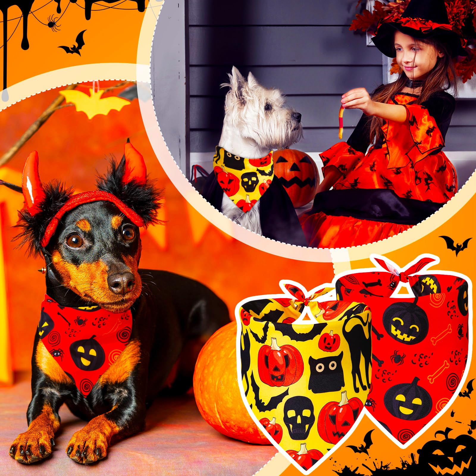 Locmeo bandanas Halloween gato negro: perfecto para juegos y disfraces.