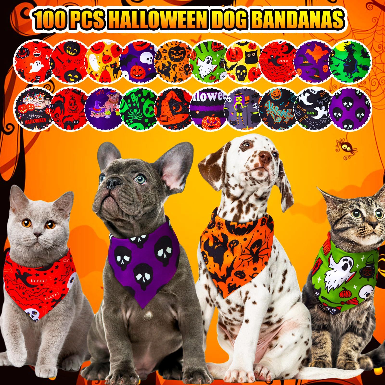 Locmeo bandanas Halloween patrones: variedad para expresar la personalidad del perro.