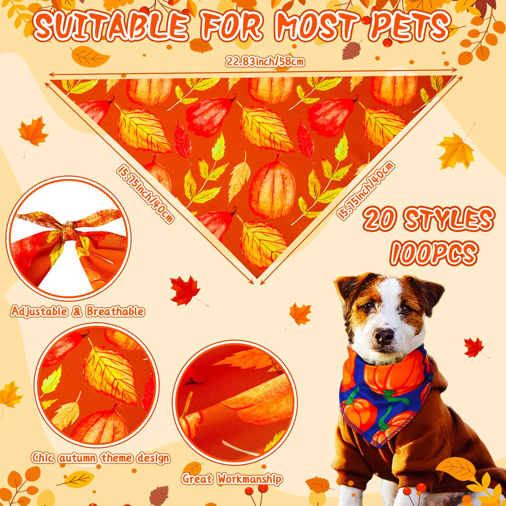 Bandanas Locmeo con patrones otoñales, diseño festivo para mascotas.